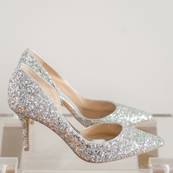 Badgley Mischka Shoes - Badgley Mischka Women's Daisy Silver Glitter Heels 6.5 Women's New in Box